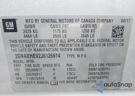 2018 Chevrolet Equinox Ls z USA, uszkodzony, nr VIN 2GNAXHEV2J6126914